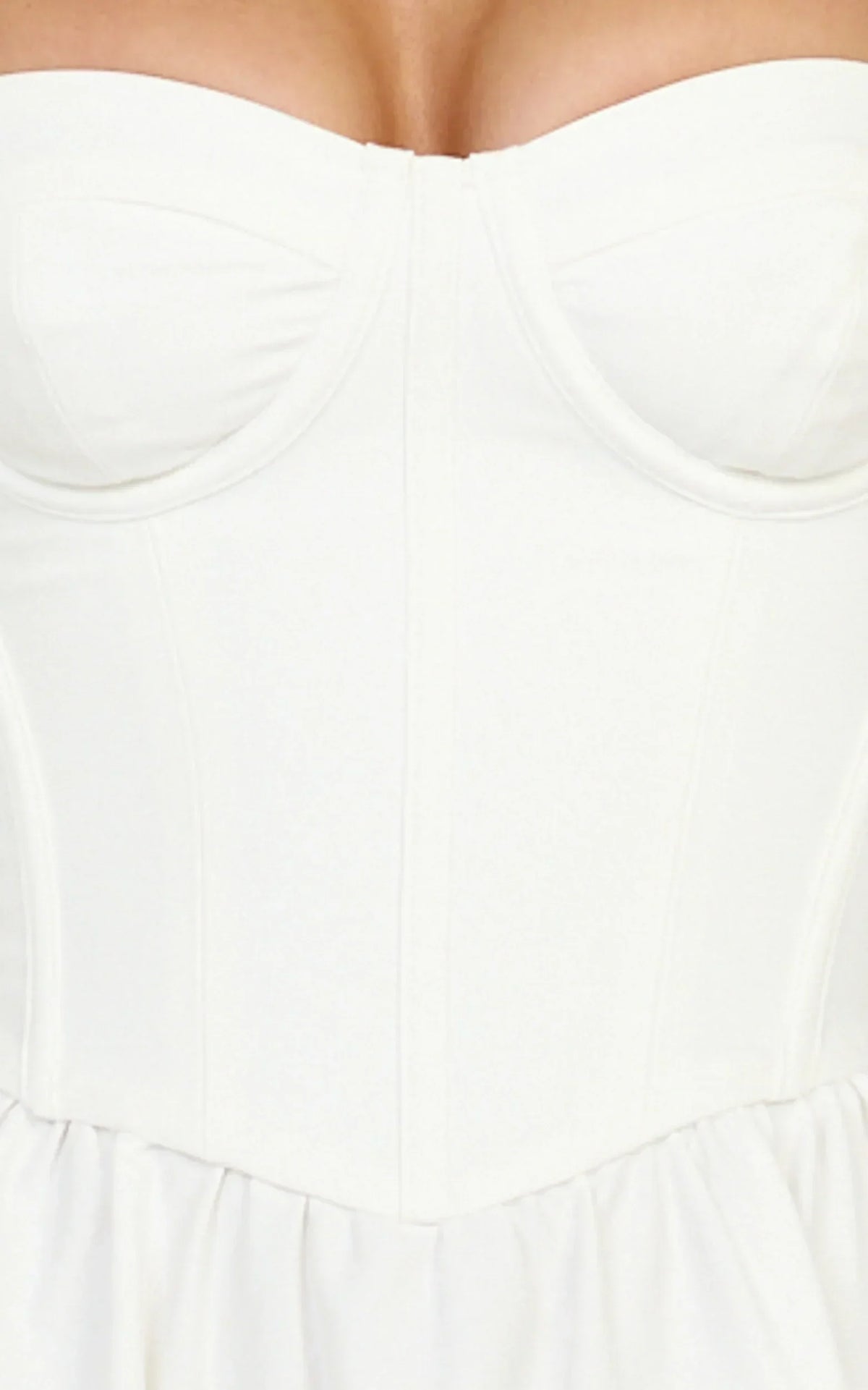 Seren Midi Dress - Corset Bodice Fit And Flare Dress In White