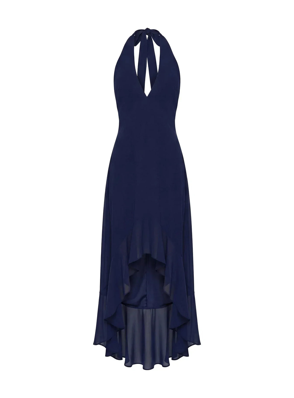 Agata Halter Frill Maxi Dress Navy
