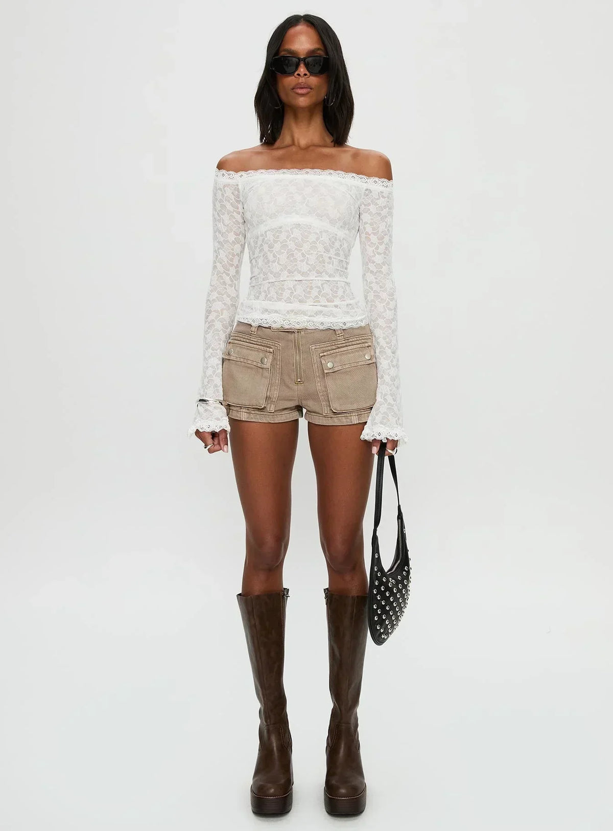 Mochapella Off The Shoulder Top White
