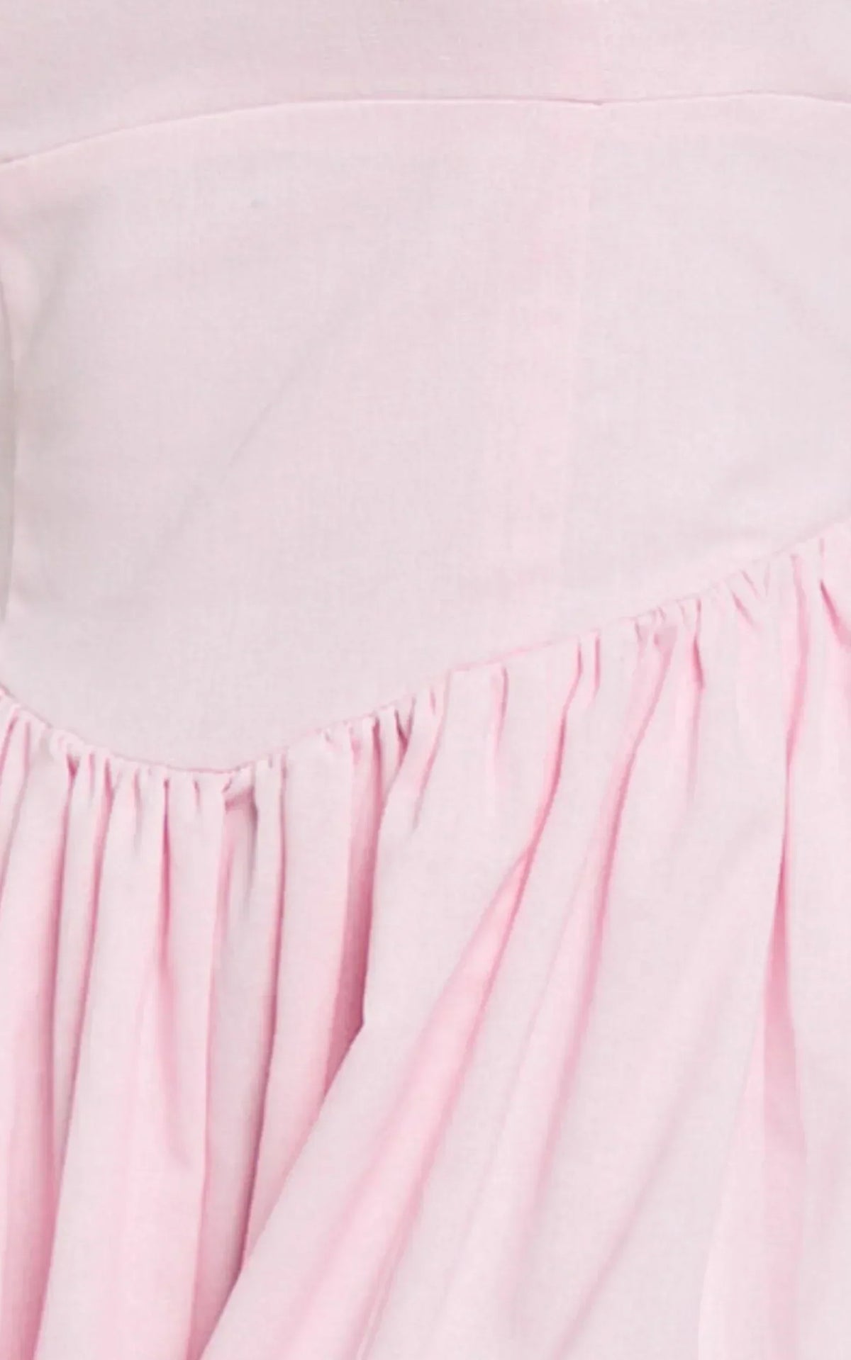 Morris Midi Dress - Linen Scoop Neck Gathered Dress in Pink