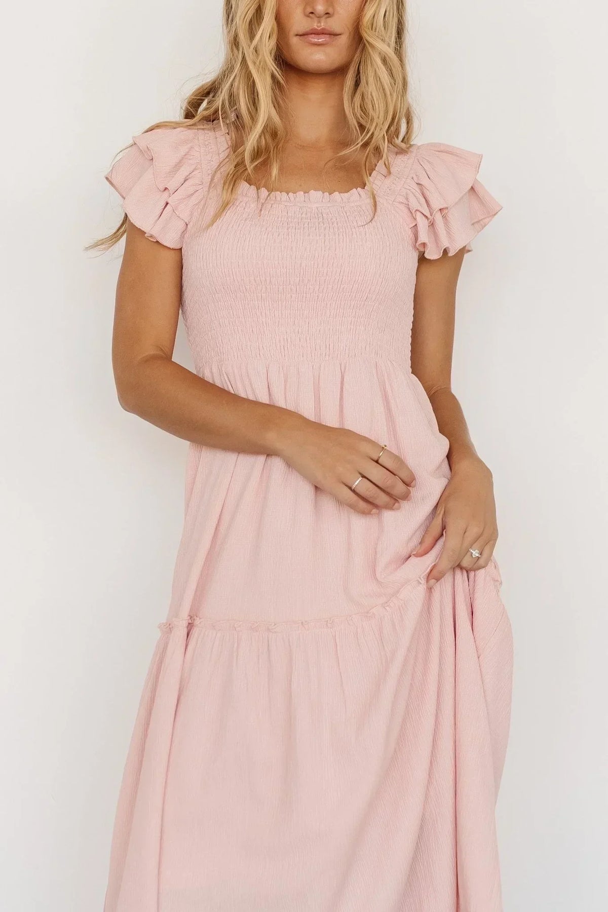 Jacie Smocked Midi Dress | Blush