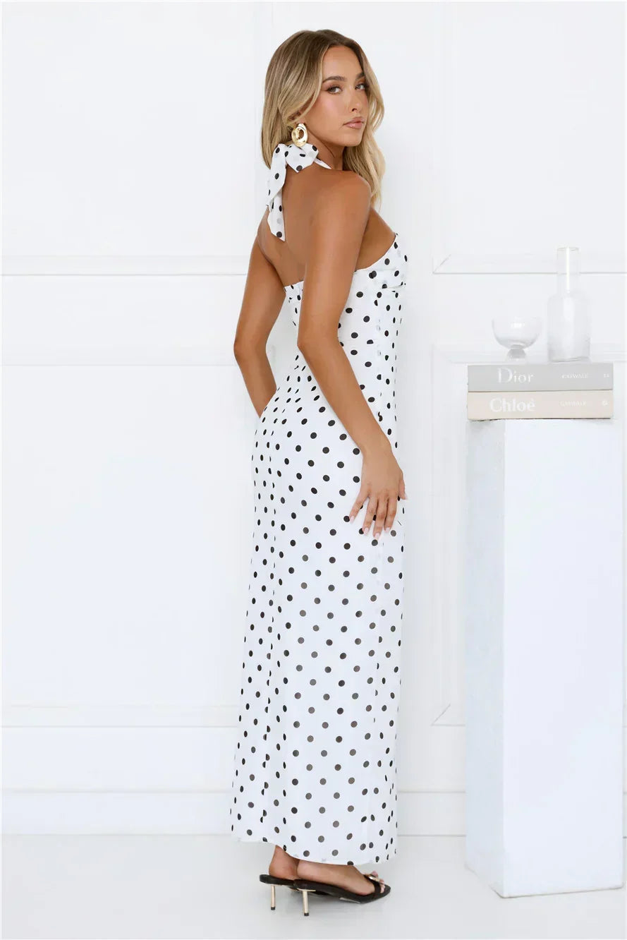 Chic Days Strapless Polka Dot Maxi Dress White