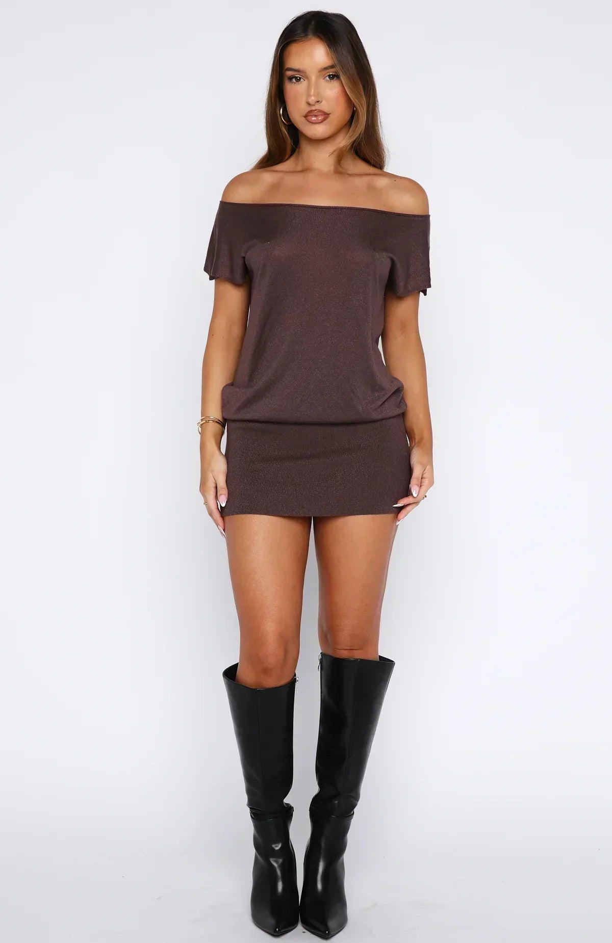 Following My Instincts Mini Dress Chocolate