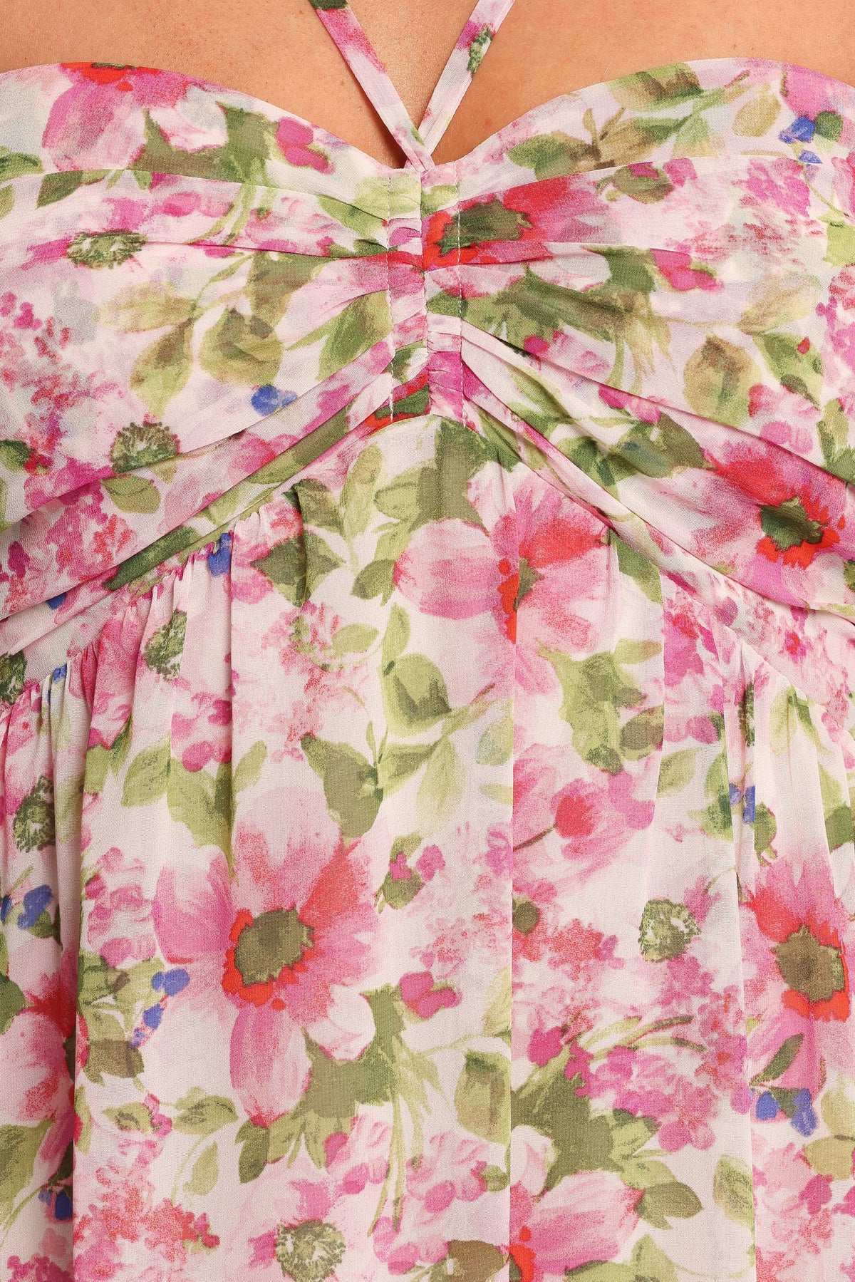 Cascade Halterneck Maxi Dress - Carmine Rose