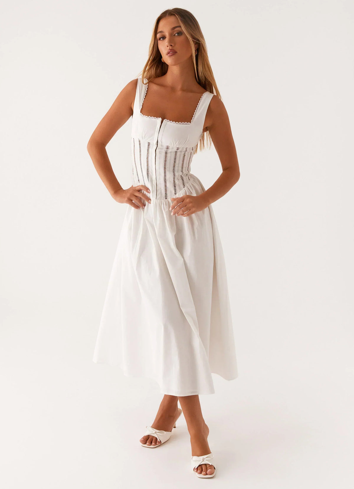 Waiting On You Midi Dress - White