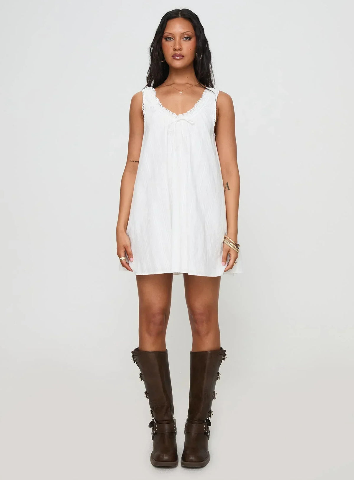 Antiquity Swing Mini Dress White Petite