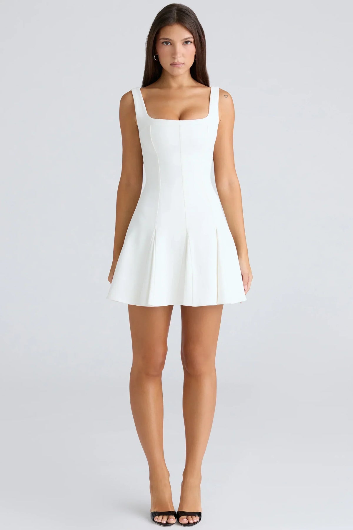 vintage ivory stretch crepe mini dress