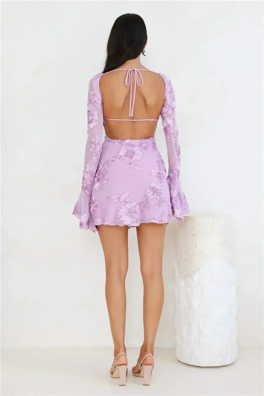 Bright Breezy Long Sleeve Mesh Mini Dress