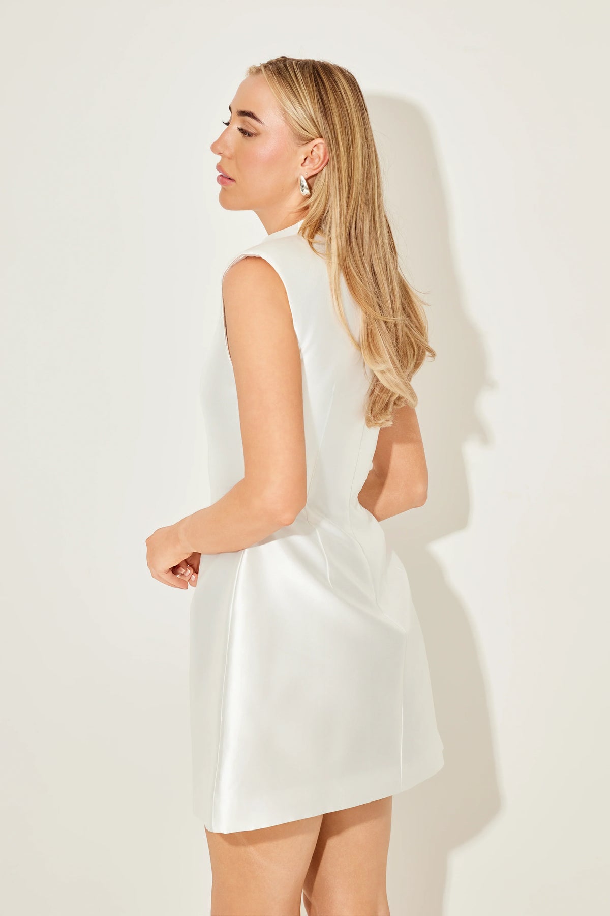 Satin Buttoned Mini Dress