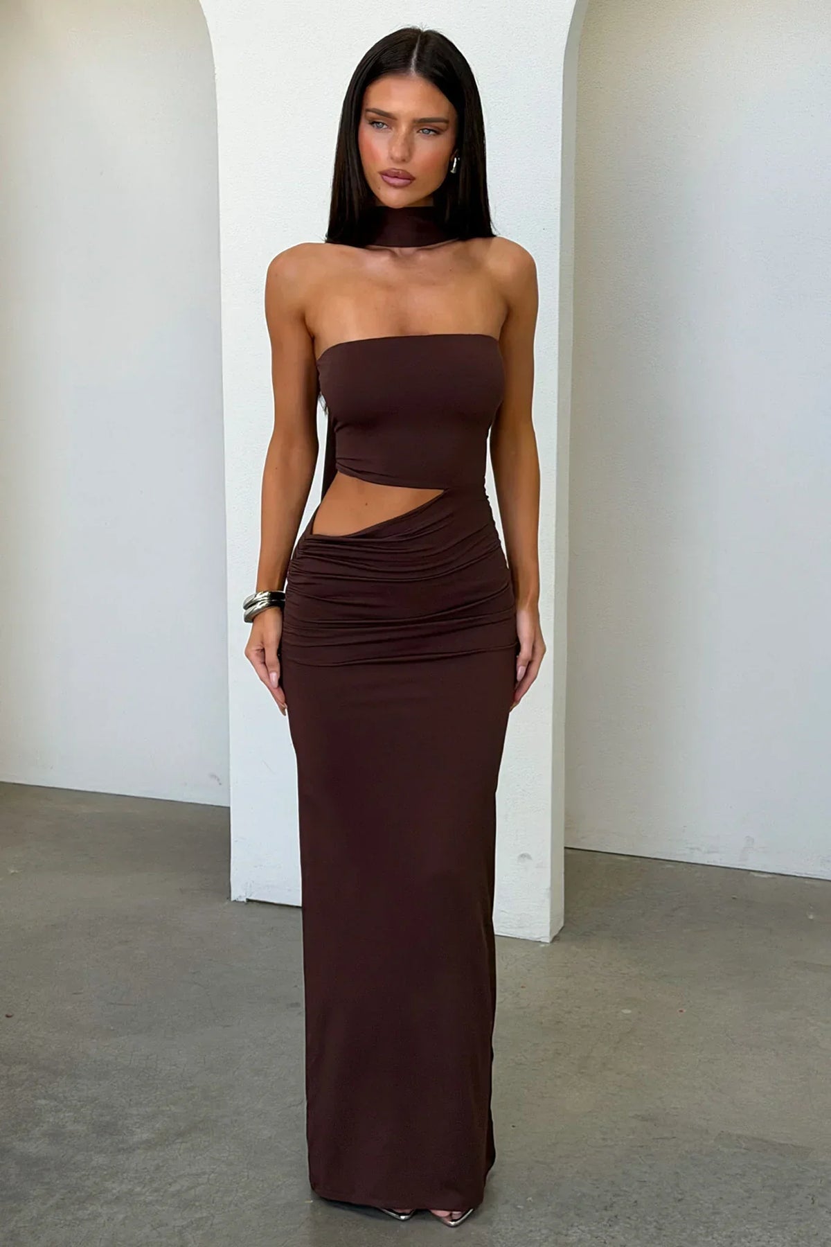 Forbes Strapless Maxi Dress - Brown